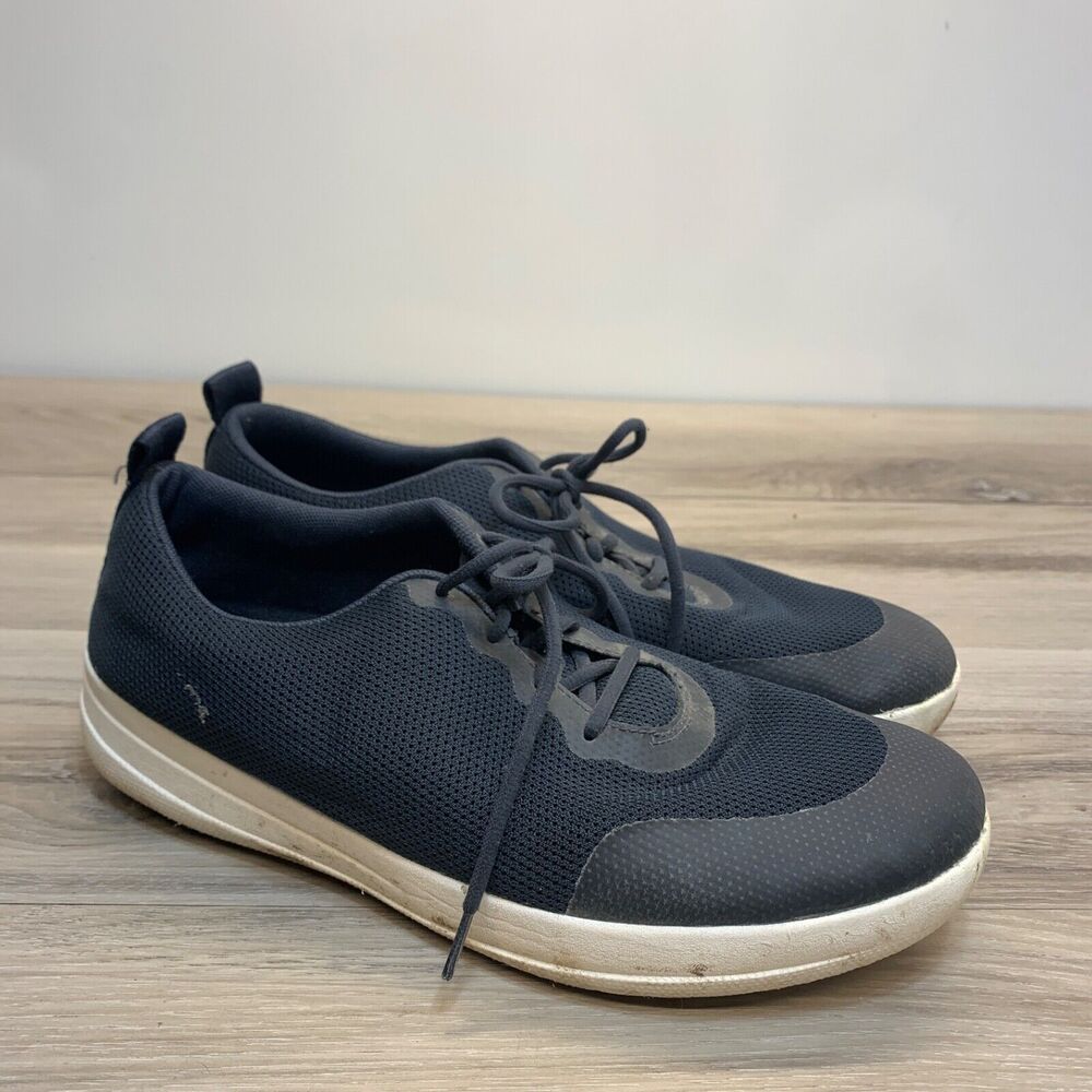 Fitflop Sneakers Athletic Shoes Comfort Lace Up F-Sporty Q10-399 Blue Knit 8.5